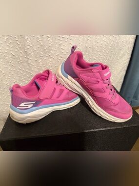Skechers Kids Hot Pink and Light Blue Athletic Sneakers
